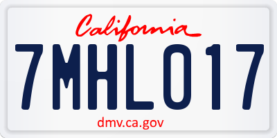 CA license plate 7MHL017