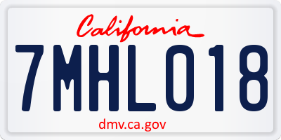 CA license plate 7MHL018