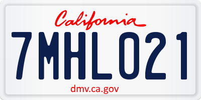 CA license plate 7MHL021