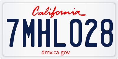 CA license plate 7MHL028
