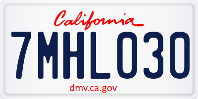 CA license plate 7MHL030