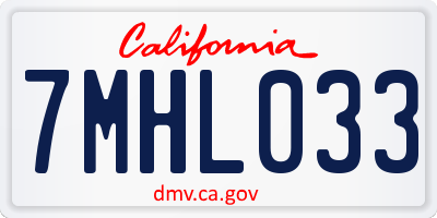 CA license plate 7MHL033