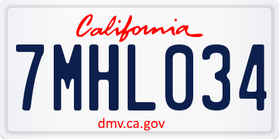 CA license plate 7MHL034