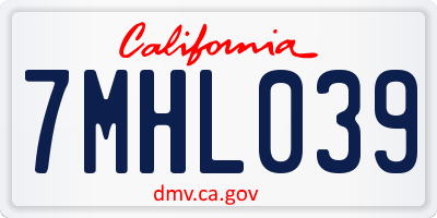 CA license plate 7MHL039