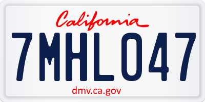 CA license plate 7MHL047