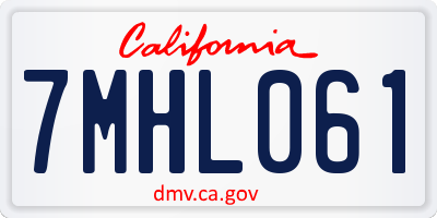 CA license plate 7MHL061