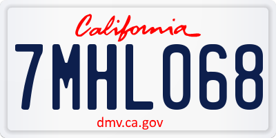 CA license plate 7MHL068