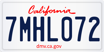 CA license plate 7MHL072