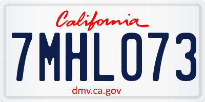 CA license plate 7MHL073
