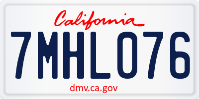 CA license plate 7MHL076