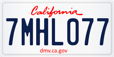 CA license plate 7MHL077