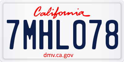CA license plate 7MHL078