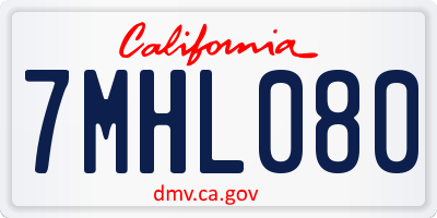 CA license plate 7MHL080