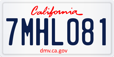 CA license plate 7MHL081