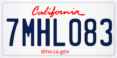 CA license plate 7MHL083