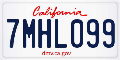 CA license plate 7MHL099