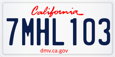 CA license plate 7MHL103