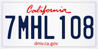 CA license plate 7MHL108