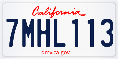 CA license plate 7MHL113