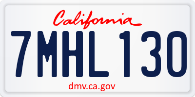 CA license plate 7MHL130