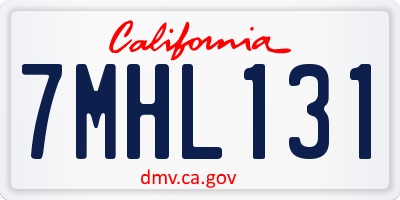 CA license plate 7MHL131
