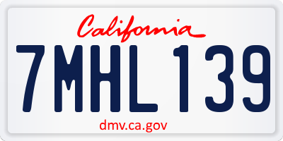 CA license plate 7MHL139