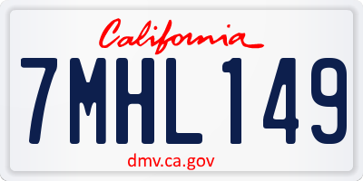 CA license plate 7MHL149