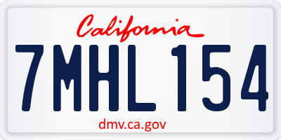 CA license plate 7MHL154