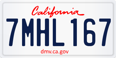 CA license plate 7MHL167
