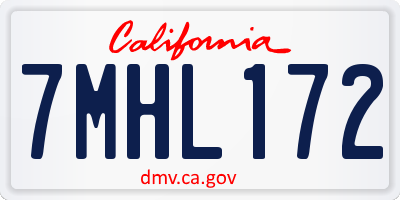 CA license plate 7MHL172