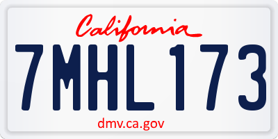 CA license plate 7MHL173