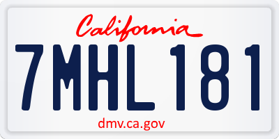 CA license plate 7MHL181