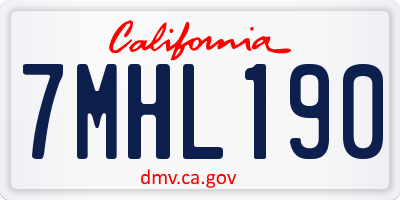 CA license plate 7MHL190