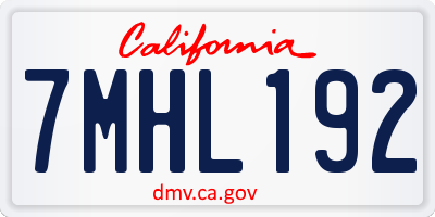 CA license plate 7MHL192