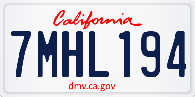 CA license plate 7MHL194