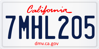 CA license plate 7MHL205