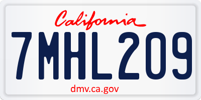 CA license plate 7MHL209