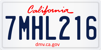 CA license plate 7MHL216