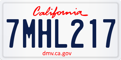 CA license plate 7MHL217