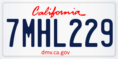 CA license plate 7MHL229