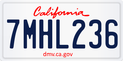 CA license plate 7MHL236