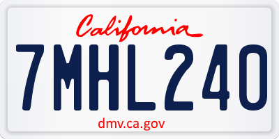 CA license plate 7MHL240
