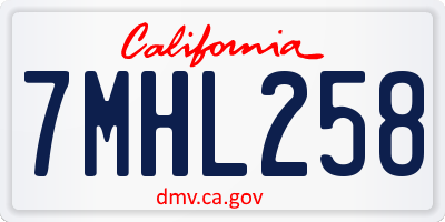 CA license plate 7MHL258