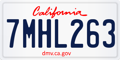 CA license plate 7MHL263