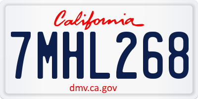 CA license plate 7MHL268