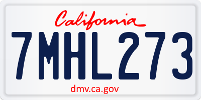 CA license plate 7MHL273