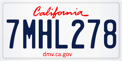 CA license plate 7MHL278