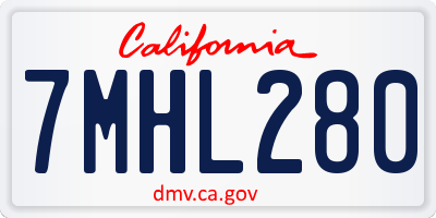 CA license plate 7MHL280