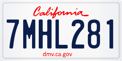 CA license plate 7MHL281