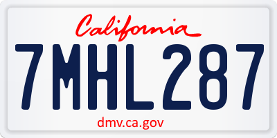CA license plate 7MHL287